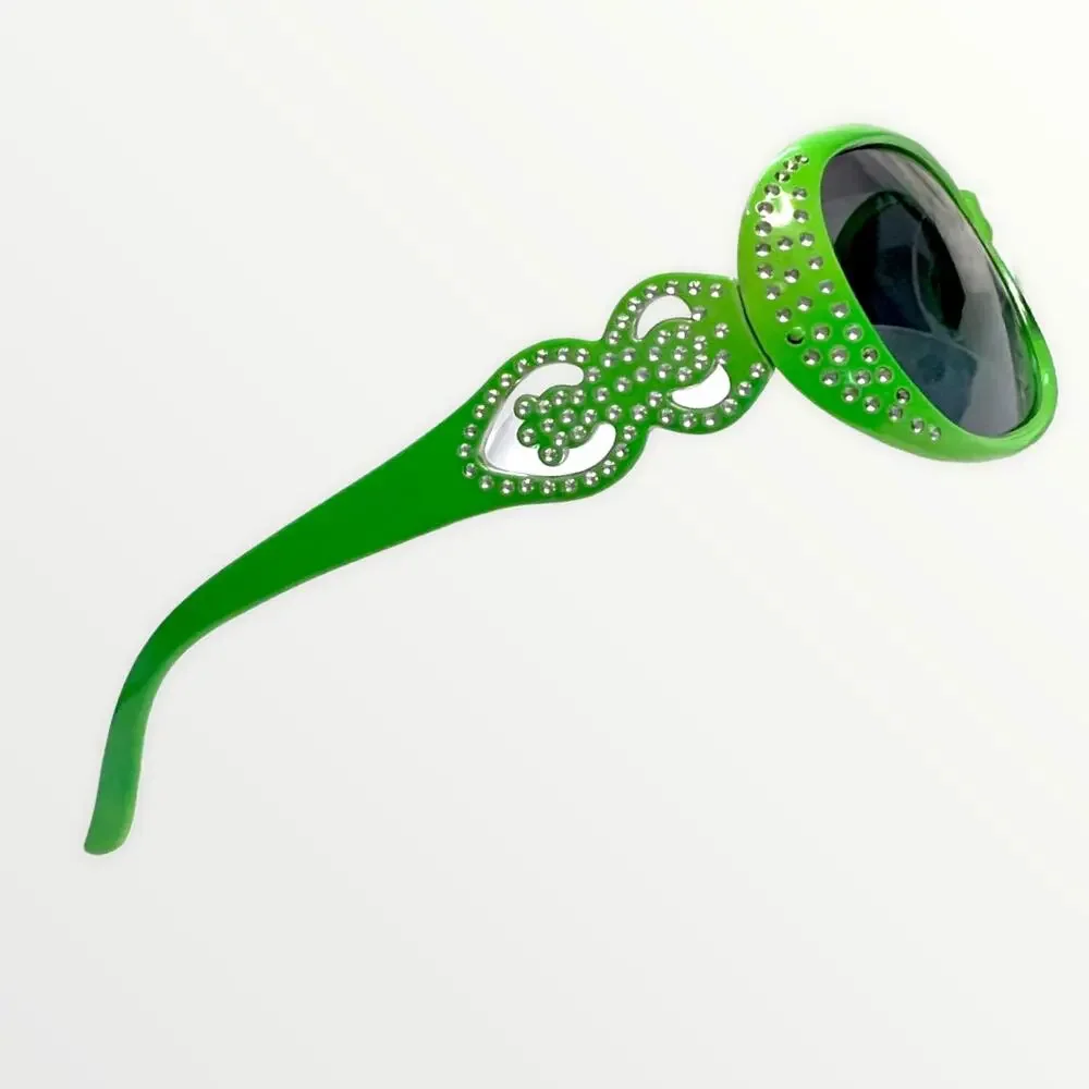 Kids Sunglasses 100% UV Protection Green & Blue Retro Frames With Glitter Detail